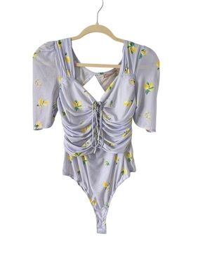 Lavender Lemon Ruched Bodysuit